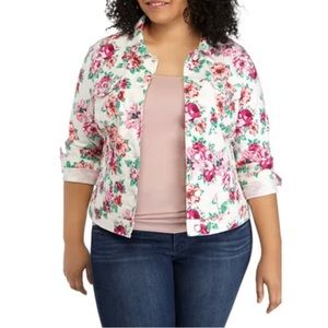 NWT Kim Rogers Floral Denim Jacket